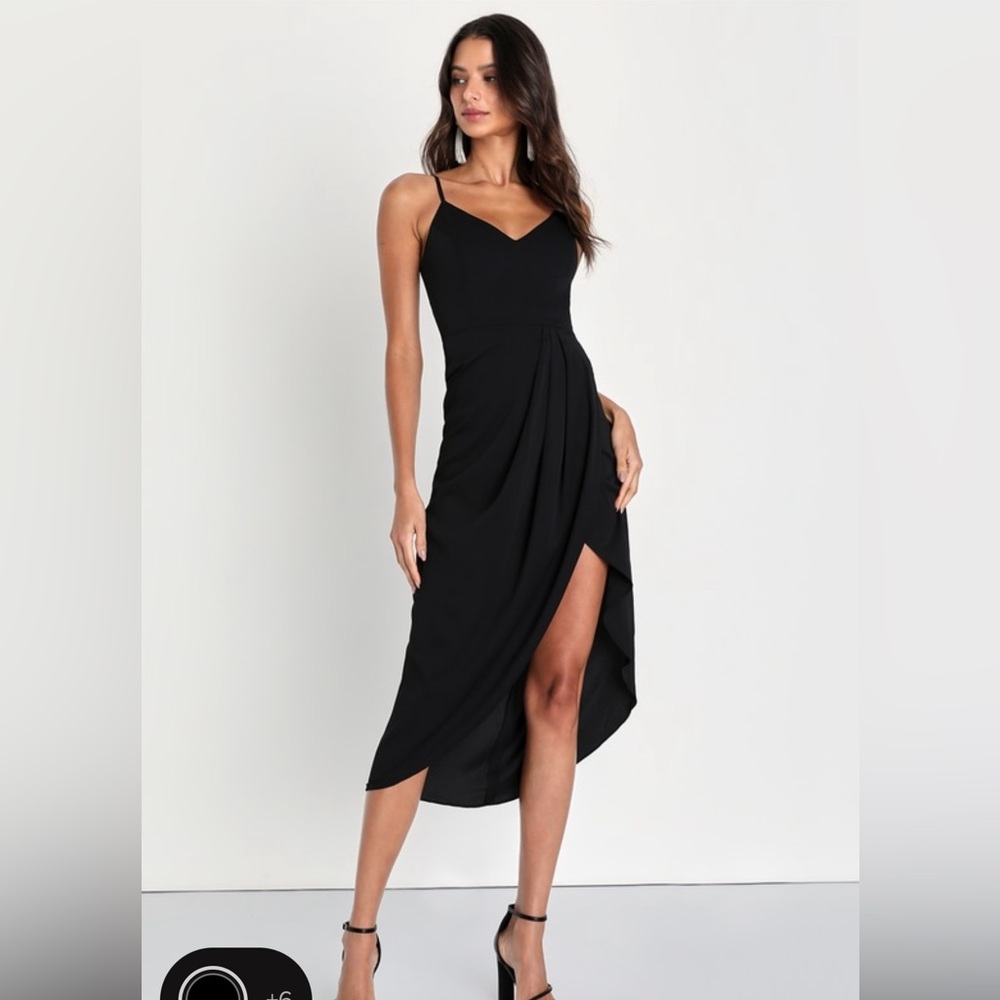 Lulus Reinette Black Midi Dress